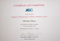 ASC school Nagata's Dermatology Academy Premium Course 修了証