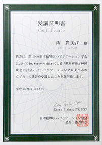 整形疾患と神経疾患の評価とリハビリテーションプログラムの立て方　受講証明書